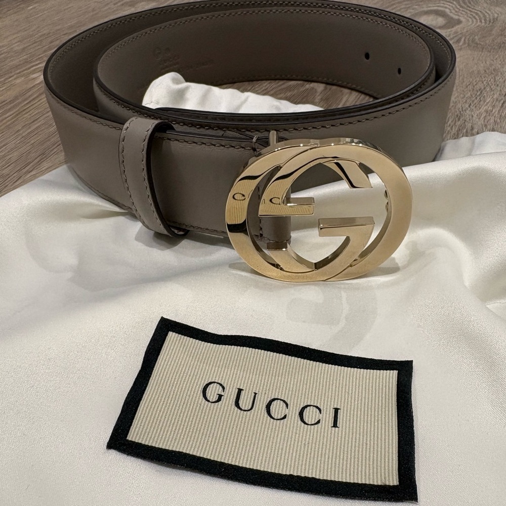 AUTHENTIC GUCCI GG BELT WITH INTERLOCKING G BUCKLE SIZE 85cm!